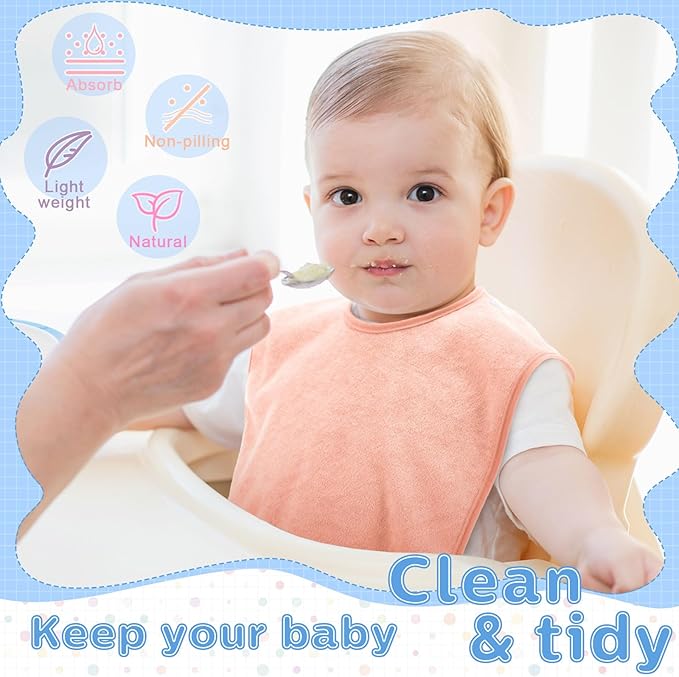 Hercicy Full Coverage Pullover Toddler Baby Bibs Terry Cloth Bibs with Snap Button for 0-4 Years Unisex Feeding Drooling