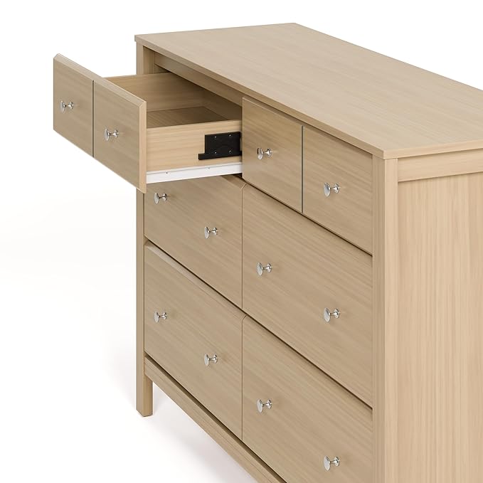 Storkcraft Horizon 6 Drawer Dresser (Driftwood) – GREENGUARD Gold Certified Dresser for Nursery & Kids’ Room, Modern Storage with Interlocking Drawer System