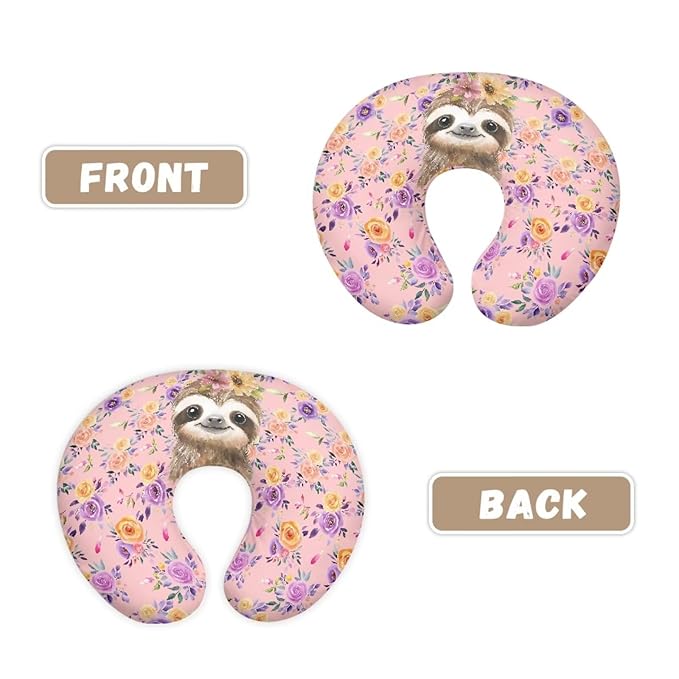 Jeiento Cartoon Sloth Nursing Pillow Cover Stretchy Removable Case for Breastfeeding Pillows Soft U-Shaped Pillows Decoration Covers Aesthetic Rose Flowers,Pink