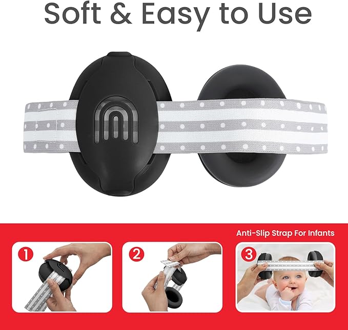 Adjustable Baby & Toddler Noise Cancelling Headphones - Ear Muffs for Kids 1-3 for Airplane Travel