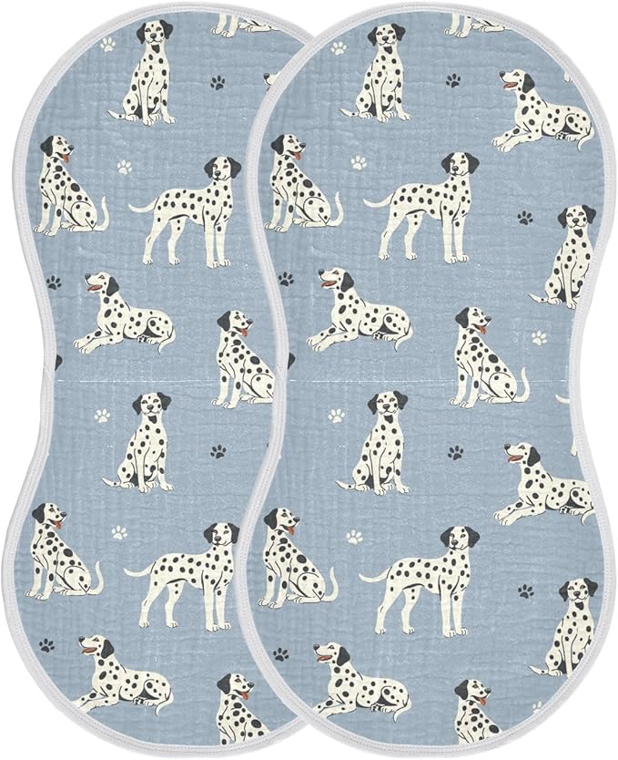 vvfelixl Baby Burp Cloths Dalmatian Dogs Paw Prints Baby Newborn Cotton Burping Cloths Set Baby Washcloths 4 Pack