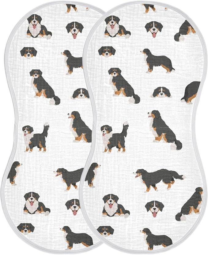 vvfelixl Muslin Burp Cloths Bernese Mountain Dog Baby Washcloths for Baby Girl Boys 2 Pack
