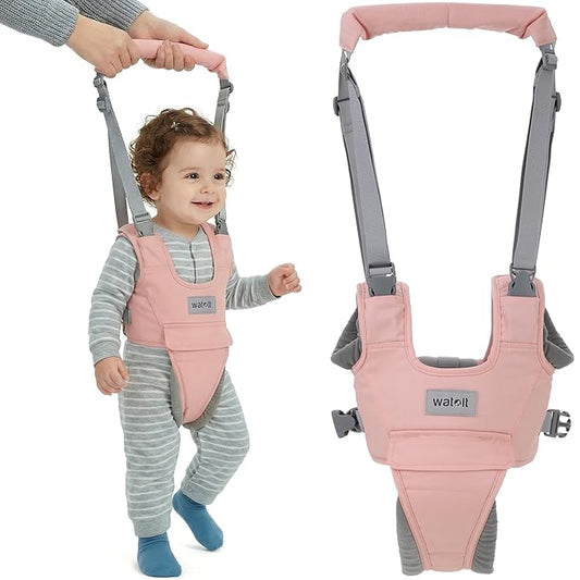 Watolt Baby Walking Helper Harness - Help Toddlers Learn to Walk Stand Up with Adjustable Handheld Walker - Learning Assistance Safety Belt Harness Support for Babies 6 to 24 Months (Pink)
