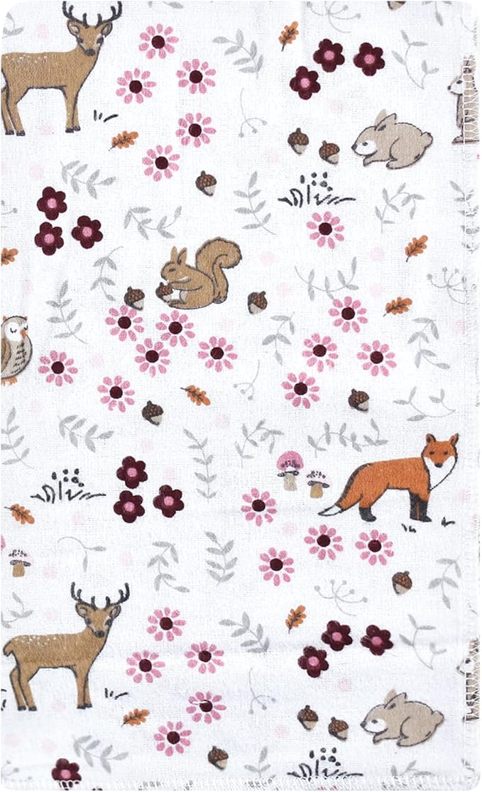 Luvable Friends Hudson Baby Flannel Burp Cloths 10pk, Forest Woodland