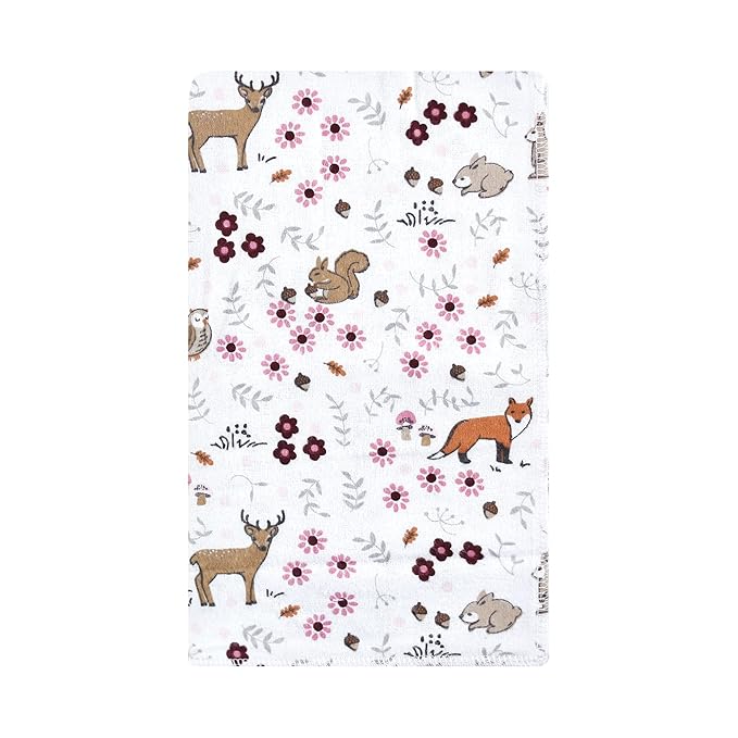 Hudson Baby Unisex Baby Cotton Flannel Burp Cloths, Woodland Floral, One Size