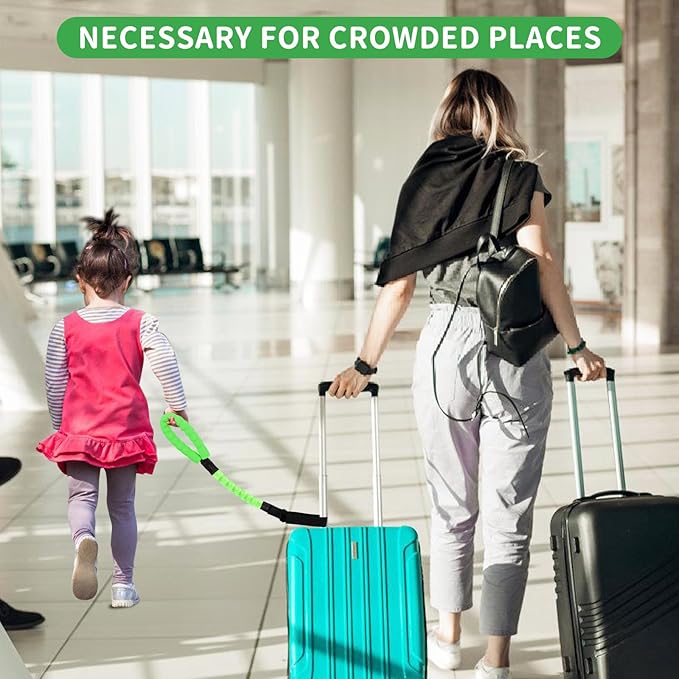 ONEDONE Stroller Handle for Toddler Travel 20" Stroller Strap for Kids to Hold Handle for Strollers, Wagons, Shopping Carts Soft Handle for Child Safety Keep Kids Close Green