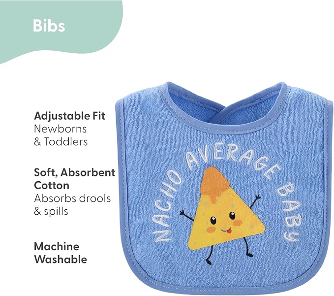 The Peanutshell Baby Boy Terry Bibs Set of 10-100% Cotton, Soft, Absorbent Baby Bibs, Toddler Boy Set, Newborn & Infant Bib - Oh Boy!