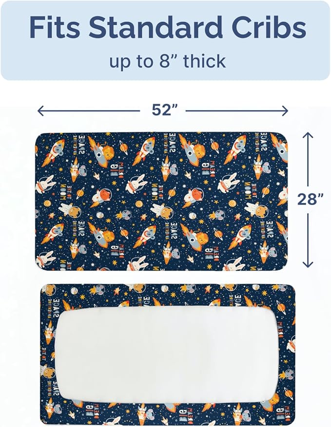 Baby Crib Sheets for Boys & Girls - Pack of 2 Fitted Microfiber Crib Sheets for Standard Crib & Toddler Mattress - Soft, Breathable and Wrinkle Free - Machine Washable - Oeko Tex - 52x28x8in - Cosmo