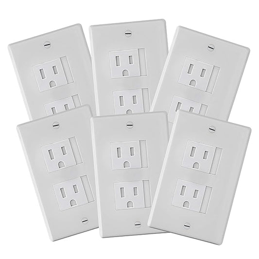 6-Pack Safety Innovations Self-closing (2 Screw) Decora Outlet Covers- An Alternative To Wall Socket Plugs for Child Proofing Outlets (White)
