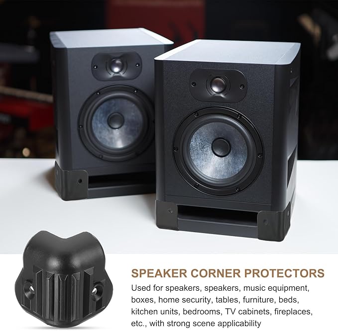 uxcell 4 Pcs 1.46" x 1.46" Speaker Corner Protectors, Plastic Right Angle Protector Thickening Speaker for Cabinet Guitar Amplifier Stage Speakers, Black