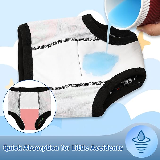 MooMoo Baby Cotton Potty Training Underwear 4 Packs Absorbent Training Pants for Boys 4T