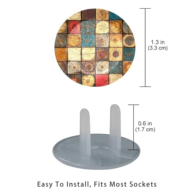 Various Wooden (3) Outlet Covers Baby Proofing Safe & Secure Electric Plug Protectors | Sturdy Childproof Socket Covers for Home & Office | Easy Installation | Protect Toddlers & Babies