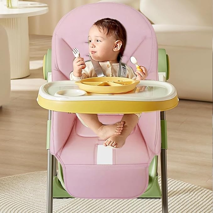 Baby High Chair Cover Replacement | PU Leather Dining Chair Cover with Soft Cushion Seat, Easy to Install High Chair Covers for Baby and Toddler, High Chair Cover Replacement (Pink)