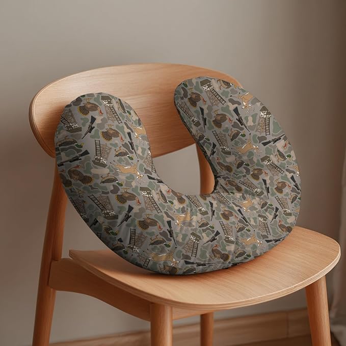 Vintage Hunting Animals Nursing Pillow Covers Hunting Mallard Duck Deer Turkey Nursing Cover for Breastfeeding Camouflage Outdoor Adventure Soft Slipcover for Baby Girls Boys Newborn