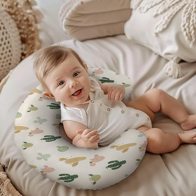 Western Cactus Pattern Nursing Pillow Cover, Unisex Removable Breastfeeding Pillowcase Slipcover for Baby Girls Boys Newborns Toddlers, Cover Only