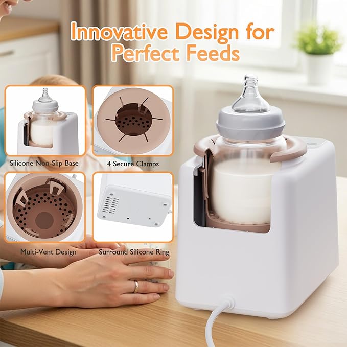 Waterless Baby Bottle Warmer and Shaker, 30s Rapid Automatic Formula Shaker for Clump-Free Milk, Multi-Function for Bottles and Food Jars