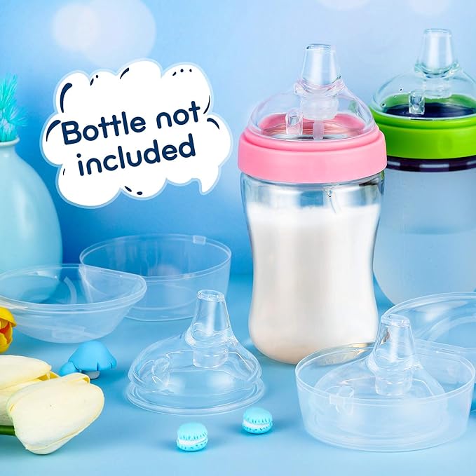 Nuanchu 4 Pieces Sippy Spout Nipples Compatible with Comotomo Baby Bottles, Duckbill Cross Silicone Replacement Fast Flow Nipples Sippy Cup Variable Flow Conversion