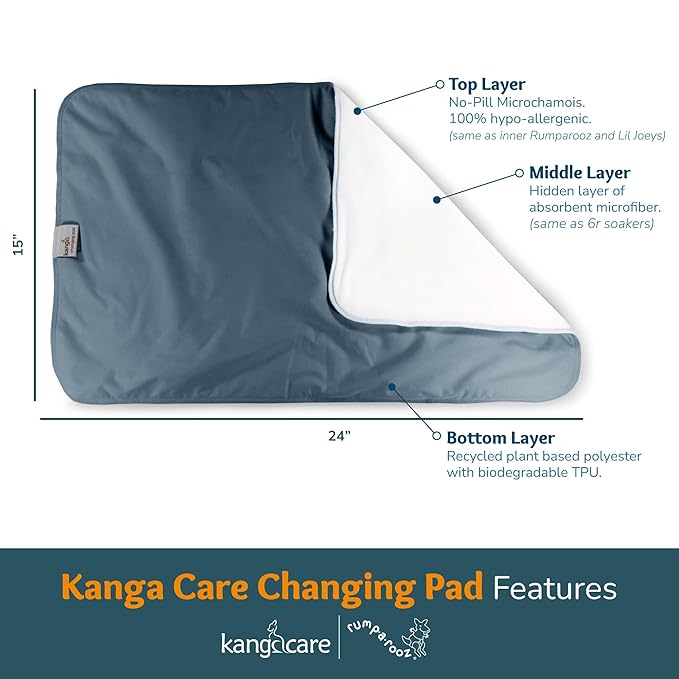 Kanga Care Reusable Absorbent & Waterproof Changing Pad 24" x 15" - Earthbound