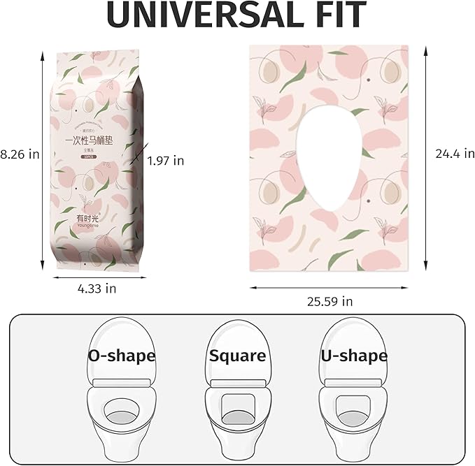 Toilet Seat Covers Disposable,Individually Wrapped for Travel,Full Coverage Extect Large Potty Training Cover for Kids,Peach,30 Packs