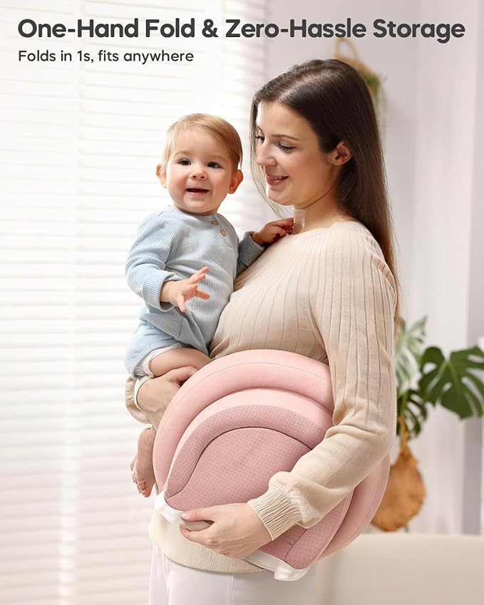 Baby Changing Pad, Waterproof Wipe-Clean Non-Slip Foldable PU Surface with Adjustable Safety Belt, Compatible with Dresser & Changing Table, 30"X18", Pink