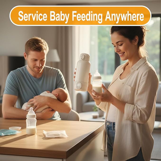 XEAMUN Portable Fast Heating Baby Milk Warmer for Travel,Baby Breastmilk & Water Warmer,Rechargeable 14000mAh Battery,Portable Bottle Warmer with 17 Ounces Capacity,Baby Feeding Water Warmer On the Go