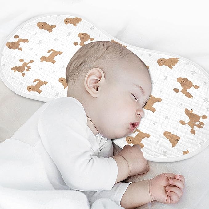 Muslin Burp Cloths for Baby Boys and Girls - 1-Pack Ultra Absorbent Miniature Poodle Dog Muslin Washcloths, Newborn Towel, Milk Spit Up Rags, Burp Cloth Bib for Unisex, 22 x 11 Inch