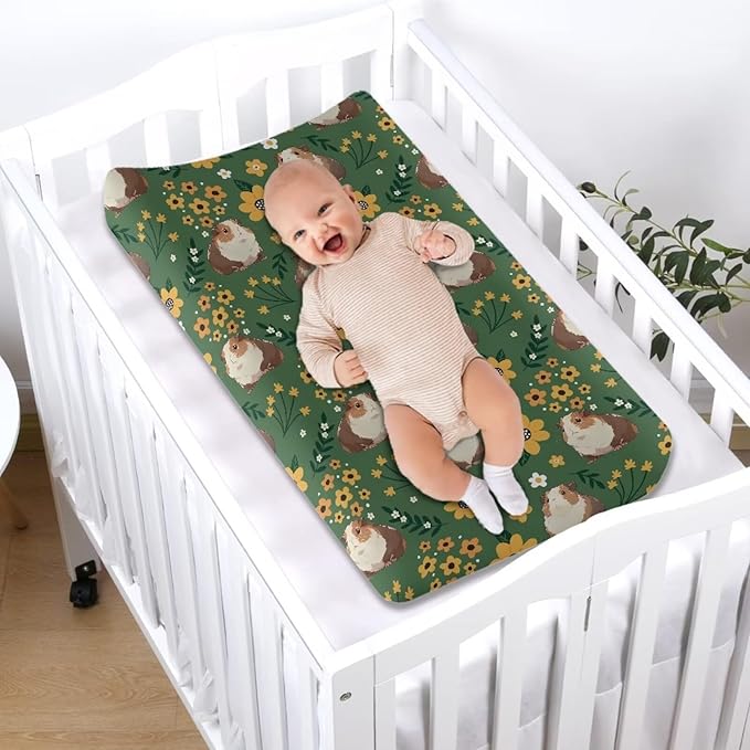 Hamster Changing Pad Cover for Baby Girls Comfort Diaper Flower Change Table Pad Covers Soft Breathable Changing Pad Sheets Cover