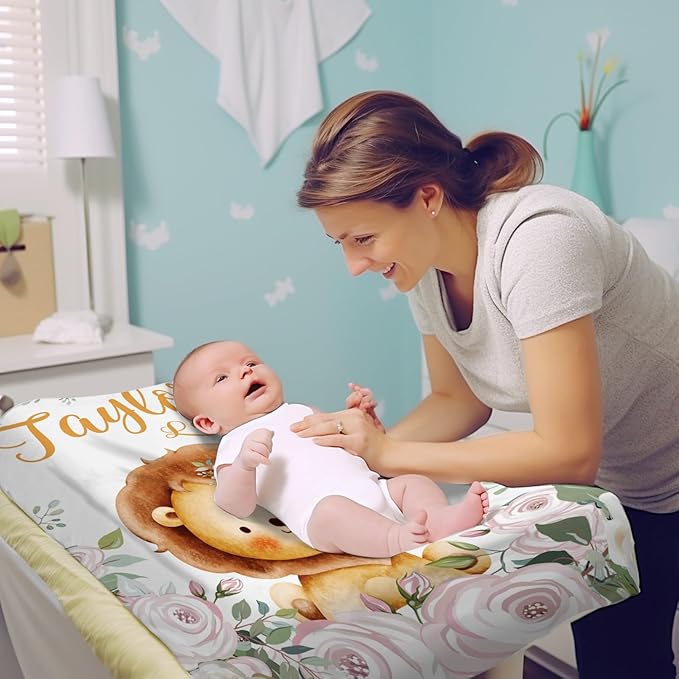 Custom Changing Pad Cover Set - Jersey Knit Comfy CozyUltra Soft Unisex Diaper Changing Table Covers with Personalized Name for Baby Boys Girls - Waterproof Ultra Soft 4 Pcs Set Style09