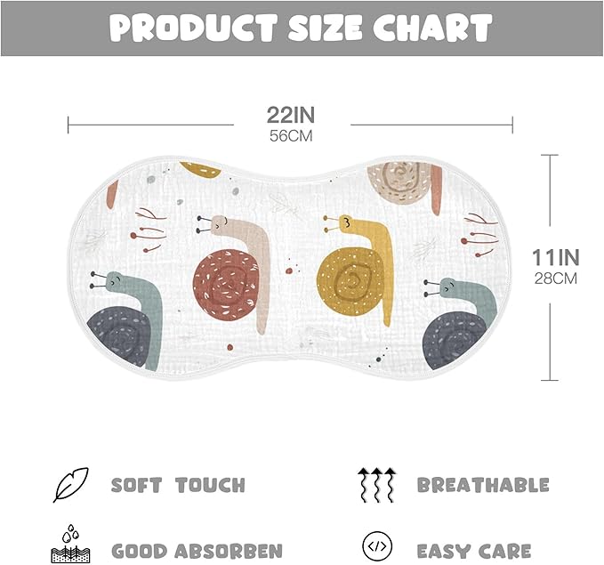 Forest Cute Snail Burp Cloths Baby Boys Girls Absorbent Soft Cotton Burping Cloths Rags, 4 Pack