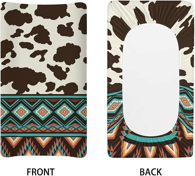 Changing Pad Cover Set, Ethnic Cow Print Breathable and Comfortable Changing Pad Cover for Boys and Girls