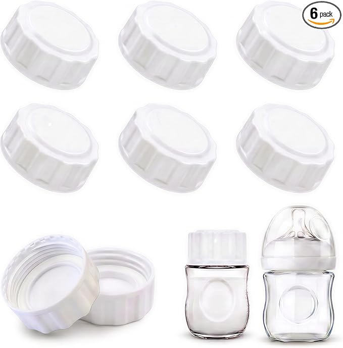 6 Pack Baby Bottle Lids Replacement Caps Compatible with Philips Avent Wide Mouth Bottles, Leak-Proof Travel Bottle Tops