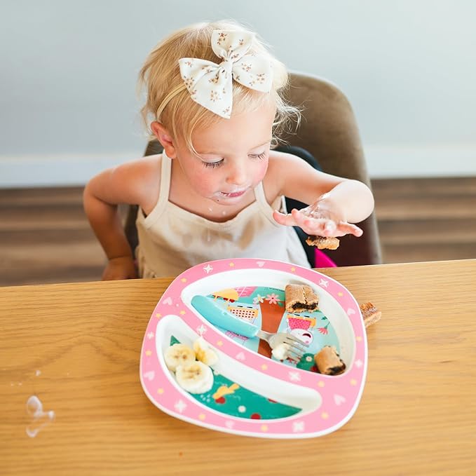 The First Years Peppa Pig Toddler Dinnerware Set - Includes Plate, Divided Bowl, and Utensils - Dishwasher Safe Feeding Supplies Made without BPA - 4 Count