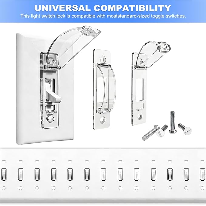 Light Switch Cover Guard, 2 Pack Clear Light Switch Lock, Light Switch Guard, Child Proof Light Switch Cover, Prevent Accidental ON/Off from Kids, Pets, Bumps，Includes Screws