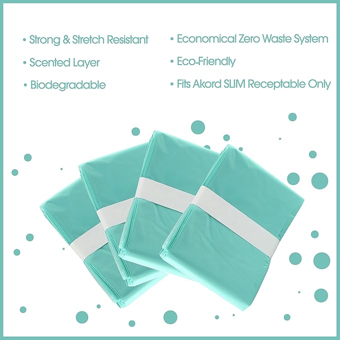 Adult Diaper Liner Refills Compatible with Janibell Akord 280 Slim 2 Pack for 720 Diapers (Extra 10% Length & 30% Thickness) Incontinence Disposal System Plant Scent to Eliminate Waste/Odor Resistant