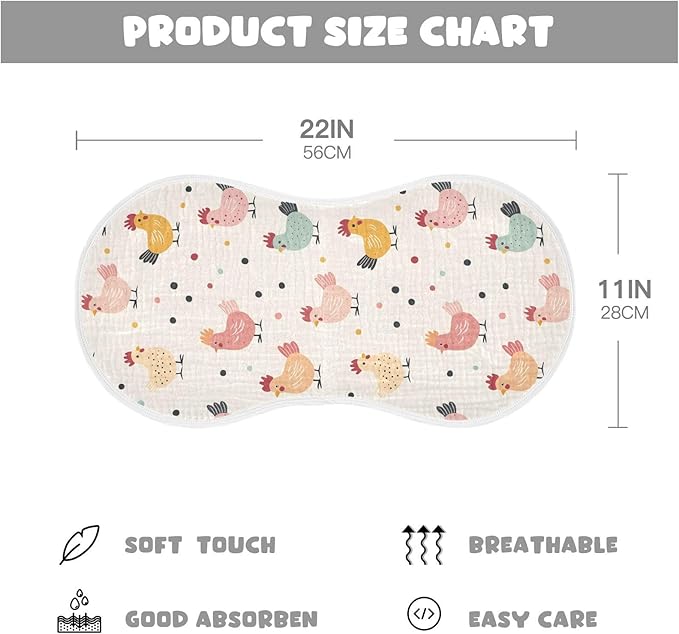 vvfelixl Baby Burp Cloths Happy Pastel Chickens Baby Newborn Cotton Burping Cloths Set Babys Washcloths 4 Pack