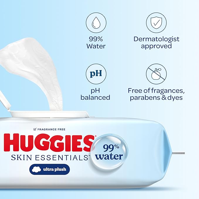 Pull-Ups & Huggies Skin Essentials Bundle: Pull-Ups Skin Essentials Training Pants for Boys, Size 4T-5T (38-50 lbs), 99 Count (3 Packs of 33) & Huggies Skin Essentials Baby Wipes, 6 Packs, 336 Count