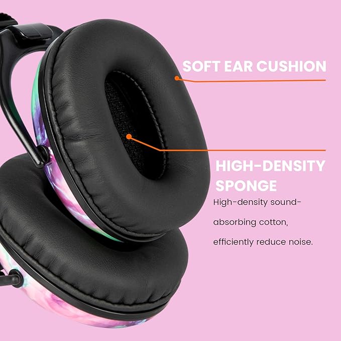 Kids Hearing Protection,25dB NRR Noise Reduction,Sound Proof for Kids,Toddler,Safety Earmuffs for Concert,Airplane,Autism,Monster Jam,Travel,School -Black Coral