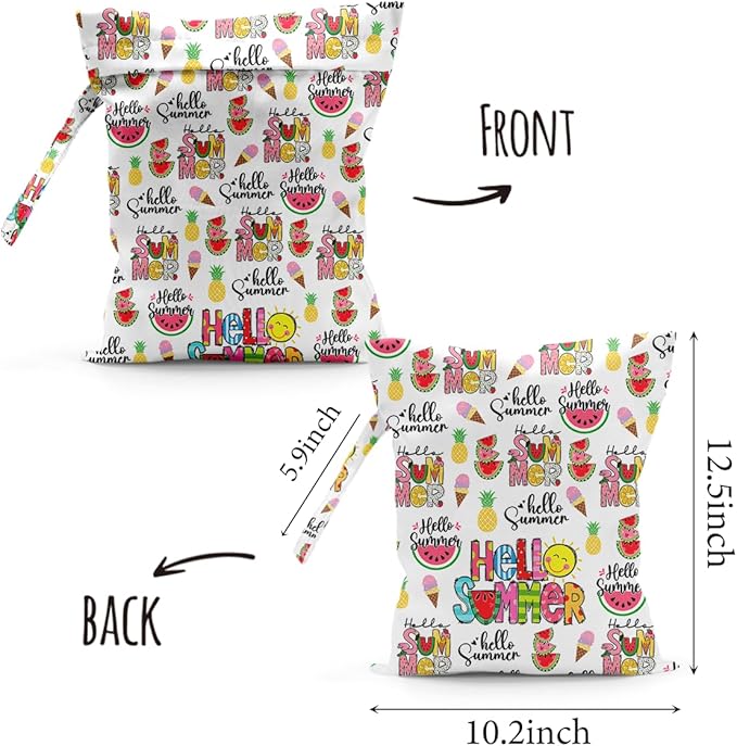 Waterproof Cloth Diaper Wet Dry Bag Reusable Travel Beach Pool Daycare Soiled Toddler Items Yoga Gym Bag for Swimsuits Wet Clothes Bags - Hello Summer