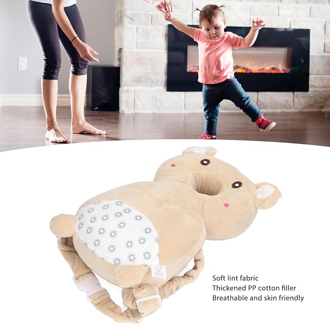 Baby Head Protector Backpack, Cartoon Animal Head Cushion Pad Soft Breathable Adjustable with Strap Toddler Infant Head Protector Backpack Wear for Walking Crawling
