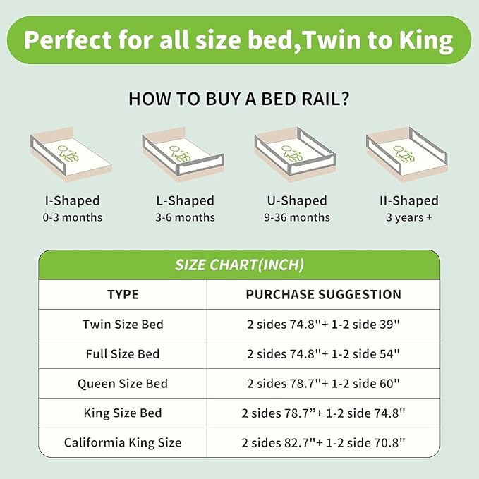 yulongtengfei Bed Rail Guard for Toddlers, 1-Piece Adjustable Height Baby Bed Rail, Kids Safety Guard Rails for Twin Full Queen King Size (Gray, 1 Side:60")