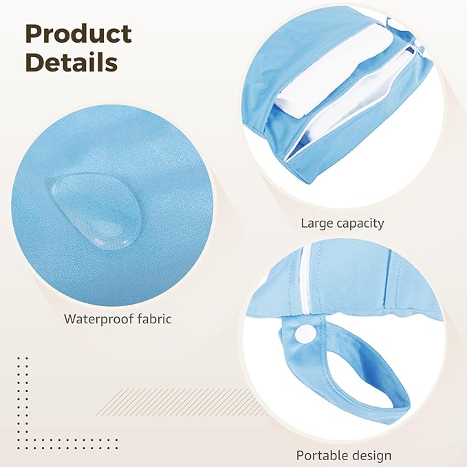 4 Pcs Wet Bags Set, Double Zipper Waterproof Nappy Bag, 11.8 x 15.7 In, Swim Wet Bags with Handle, Reusable Wet Dry Bags for Cloth Nappies, Travel, Multicolor
