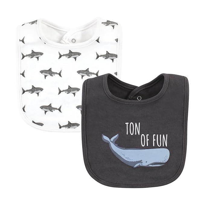 Hudson Baby Unisex Baby Cotton Bibs, Boy Whale Shark, One Size