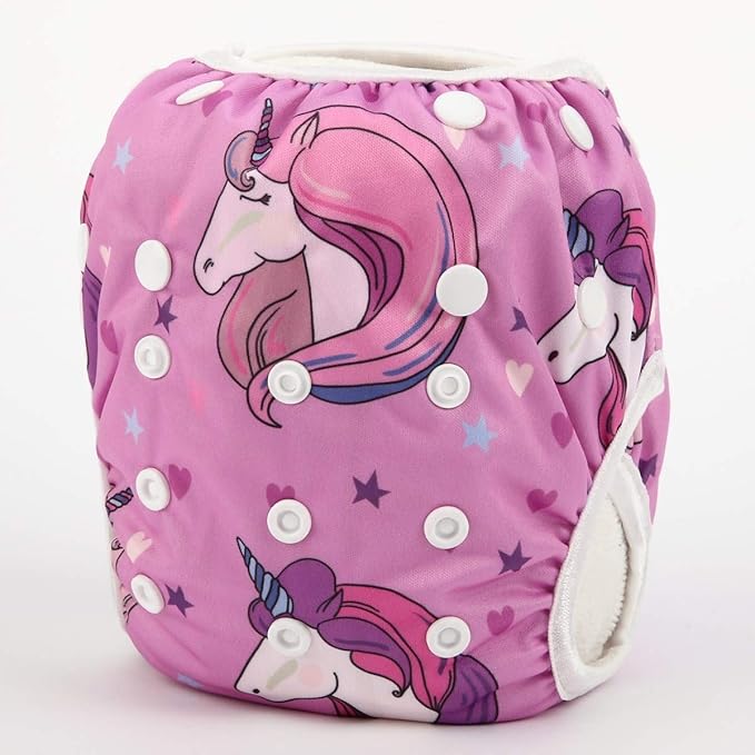 Baby Swim Diaper Nappy Pants Reusable Adjustable 0-3 Years Old Toddler Small (Small, Pink Horse)