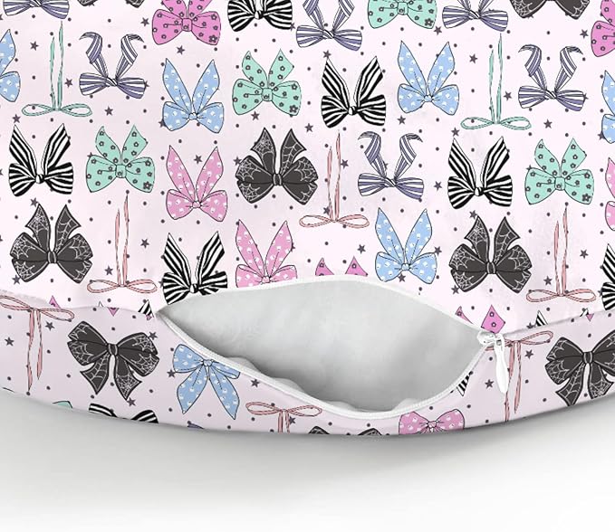 Spooky Halloween Bows Baby Nursing Pillow Covers for Boy Girl Cute Girly Ribbons Stars Nursery Pillowcase for Breastfeeding Pillows Fall Autumn Bows Soft Stretchy Slipcovers for Newborn