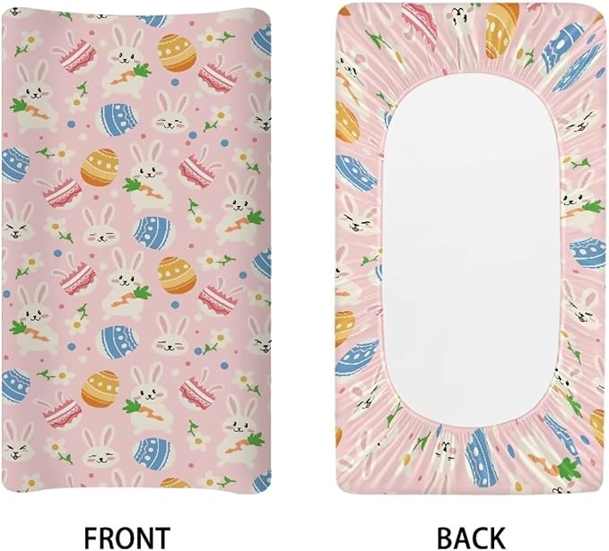 Easter Rabbit Baby Changing Pad Covers Infant Changing Table Cover Boys Girls Diaper Table Change Mat Sheets Cover Cute Gifts for Baby 32''x16"