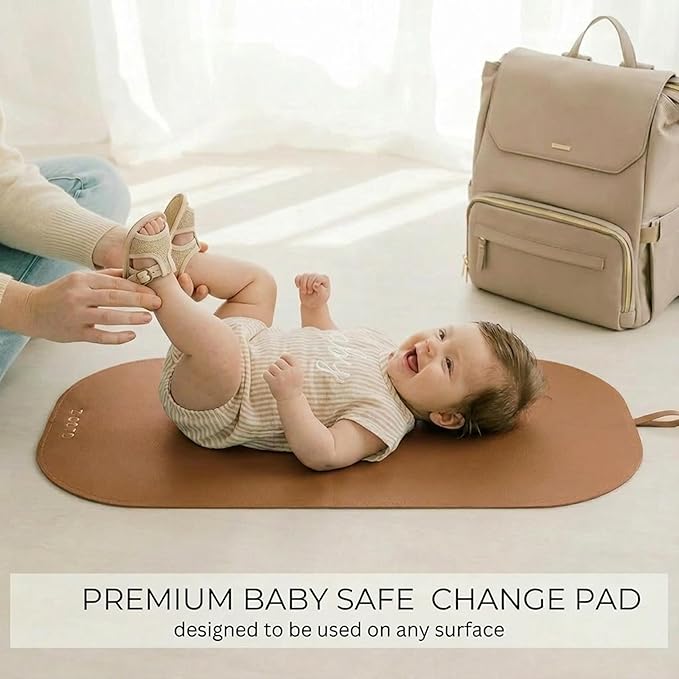 Beautiful Baby Diaper Changing Mat Made of Vegan Leather - Soft and Easy to Wipe Changing Pad for Travel or at Home Use - Lightweight and Foldable Mat that Perfectly Fits Into Any Diaper Bag