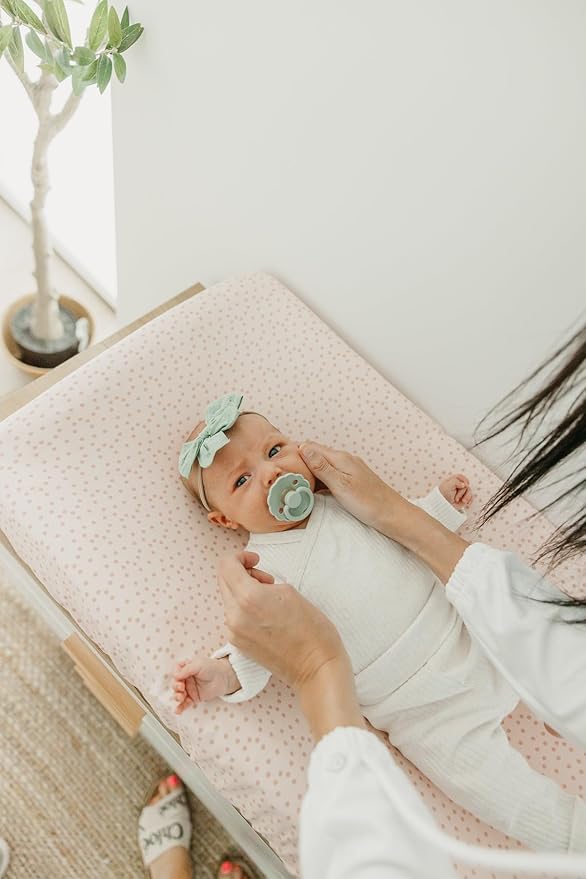 Copper Pearl Premium Knit Changing Pad Cover : Soft, Stylish, and Universal Fit for All Standard Diaper Changing Pads, Trendy Design Changing Pad Covers, Dottie - One Size