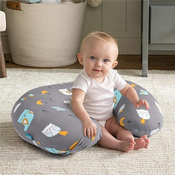 BROLEX Baby Nursing Pillow Covers: 2-Pack Soft Slipcovers for Breastfeeding Pillows - Comfortable Fabric, Fits Standard Nursing Pillows for Boys & Girls - Owl Bear