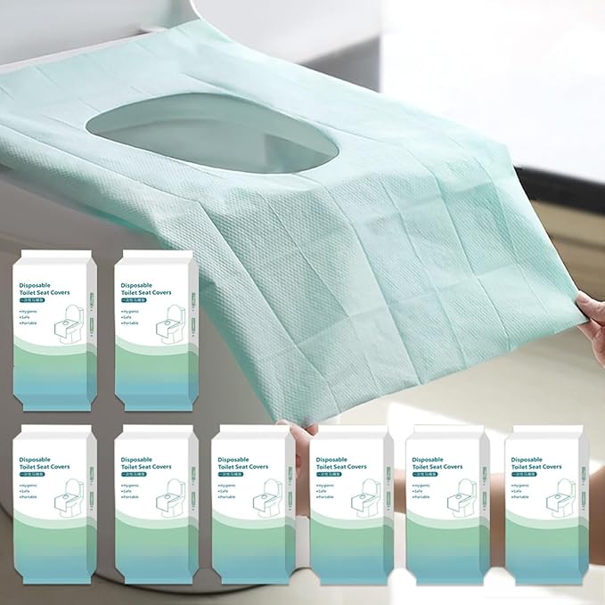 Rgqphantom 80 Pack Toilet Seat Covers Disposable 16x24 Inch XL Portable Toilet Liners Travel Seat Cover for Outdoors,Hotel, Hospital, Travel, Public Toilet Seat Cover (80pack, GREEN)
