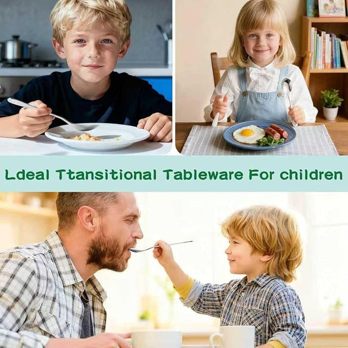 Stainless Steel Toddler Utensils Set - 12 Pieces Kids Silverware Set Children Safe Food Grade Small Forks and Spoons Dishwasher Safe Mirror Polished